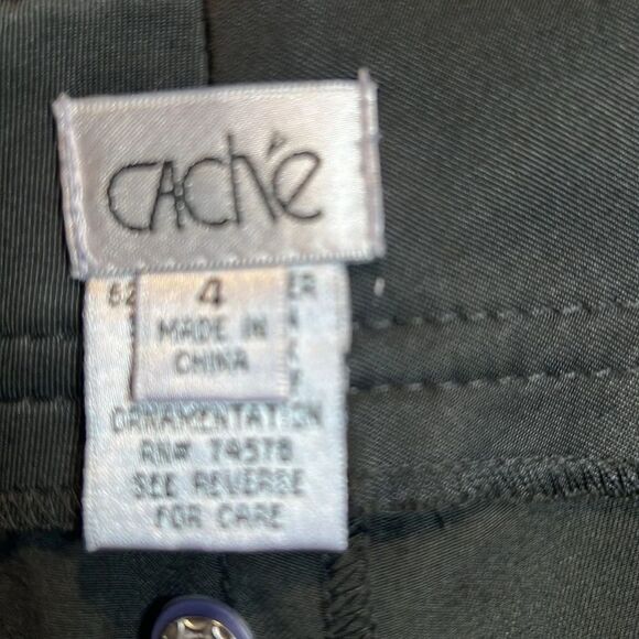 Cache Pants Black Sexy Satin Cargo Crop Zipper Size 4 NWT Deadstock - Picture 15 of 16